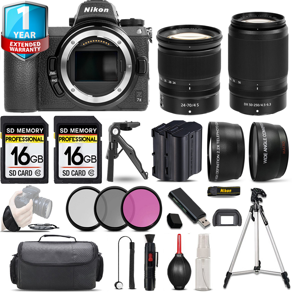 Z7 II Camera + 50-250mm Lens + 24-70mm Lens + 1 Year Extended Warranty + 32GB - Savings Kit *FREE SHIPPING*