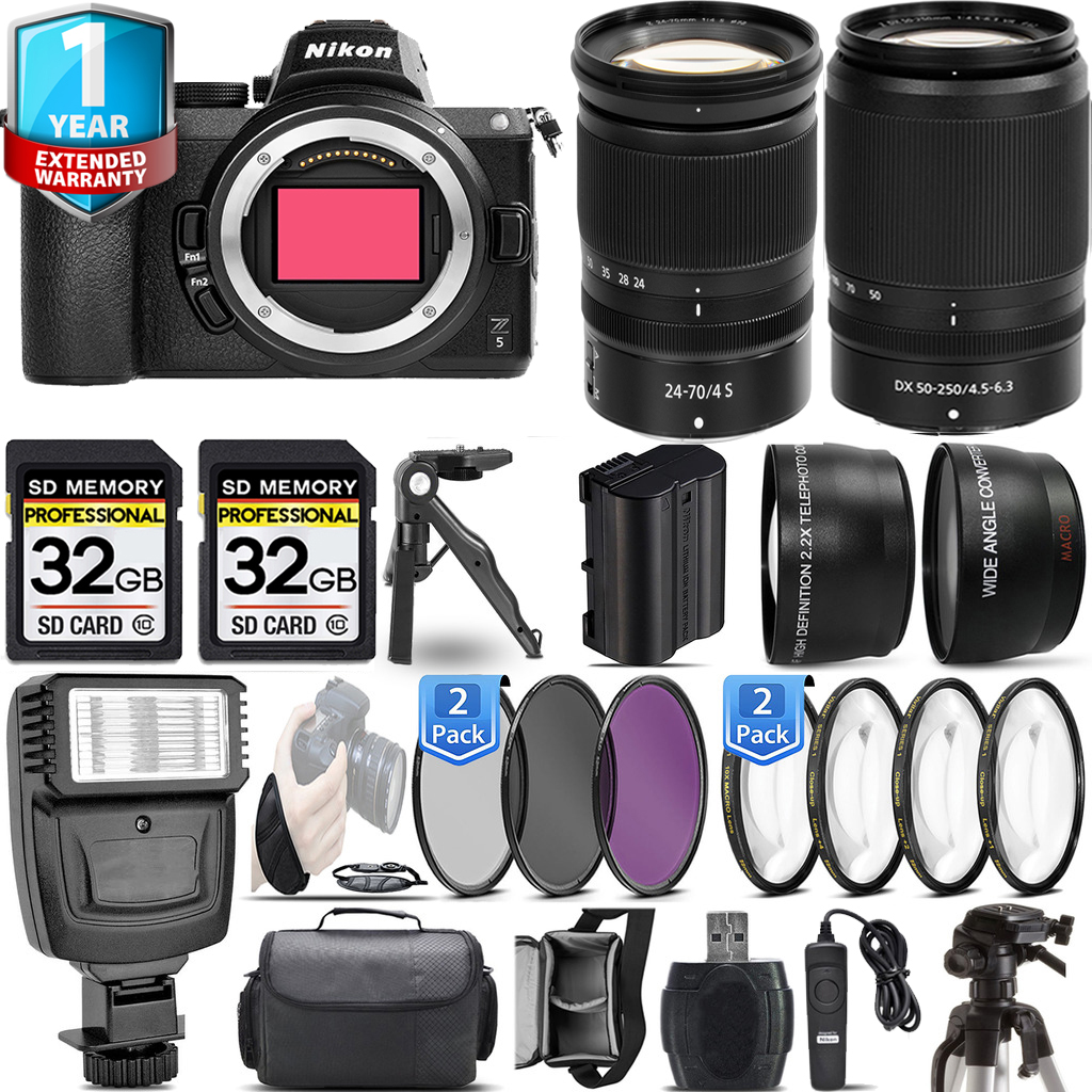 Z5 Mirrorless Camera + 50-250mm + 24-70mm + 1 Year Extended Warranty + 64GB Basic Kit *FREE SHIPPING*