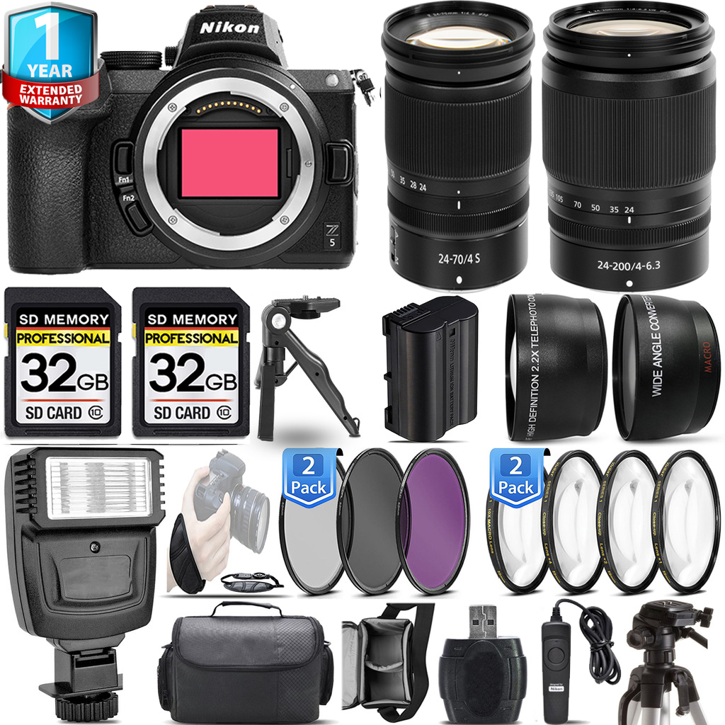 Z5 Camera + 24-200mm Lens + 24-70mm Lens + Flash + 1 Year Extended Warranty Kit *FREE SHIPPING*
