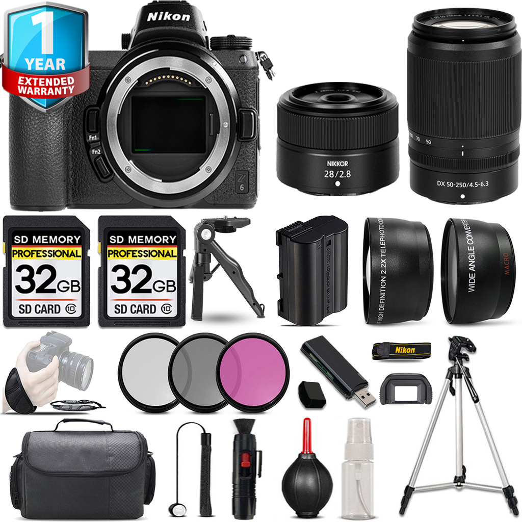 Z6 Camera + 50-250mm Lens + 28mm f/2.8 Lens + 1 Year Extended Warranty + Handbag - Kit *FREE SHIPPING*