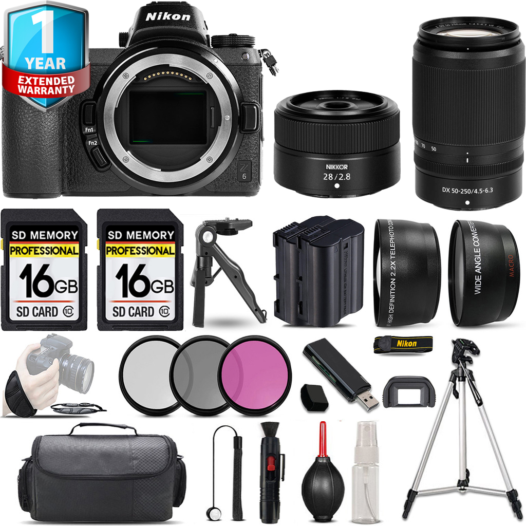 Z6 Camera + 50-250mm Lens + 28mm f/2.8 Lens + 1 Year Extended Warranty + 32GB - Savings Kit *FREE SHIPPING*