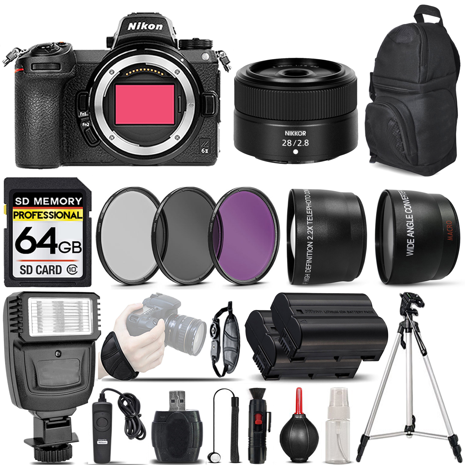 Z6 II Digital Camera + 28mm f/2.8 Lens + Flash - 64GB Basic Bundle *FREE SHIPPING*