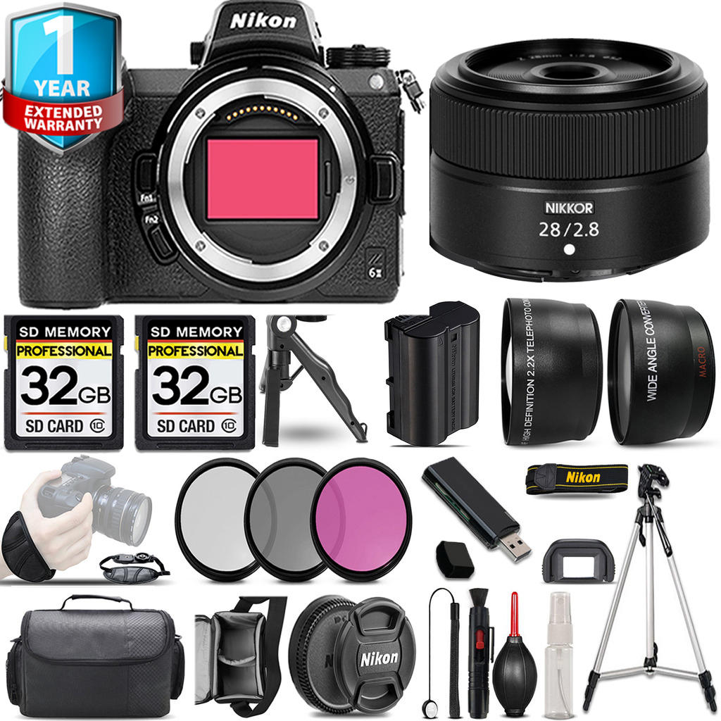 Z6 II Camera + 28mm f/2.8 Lens + 3 Piece Filter Set + 1 Year Extended Warranty - 64GB Kit *FREE SHIPPING*