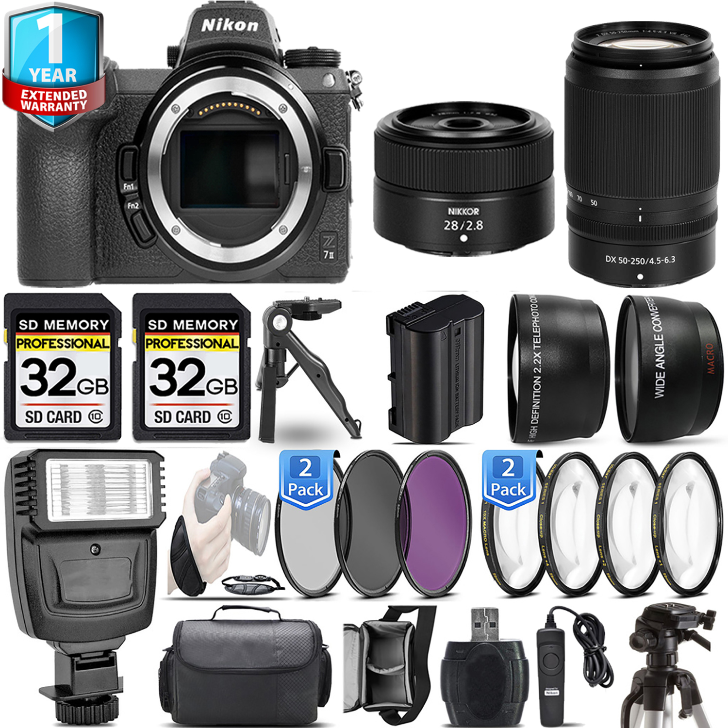 Z7 II Camera + 50-250mm + 28mm f/2.8 Lens + 1 Year Extended Warranty + 64GB Basic Kit *FREE SHIPPING*