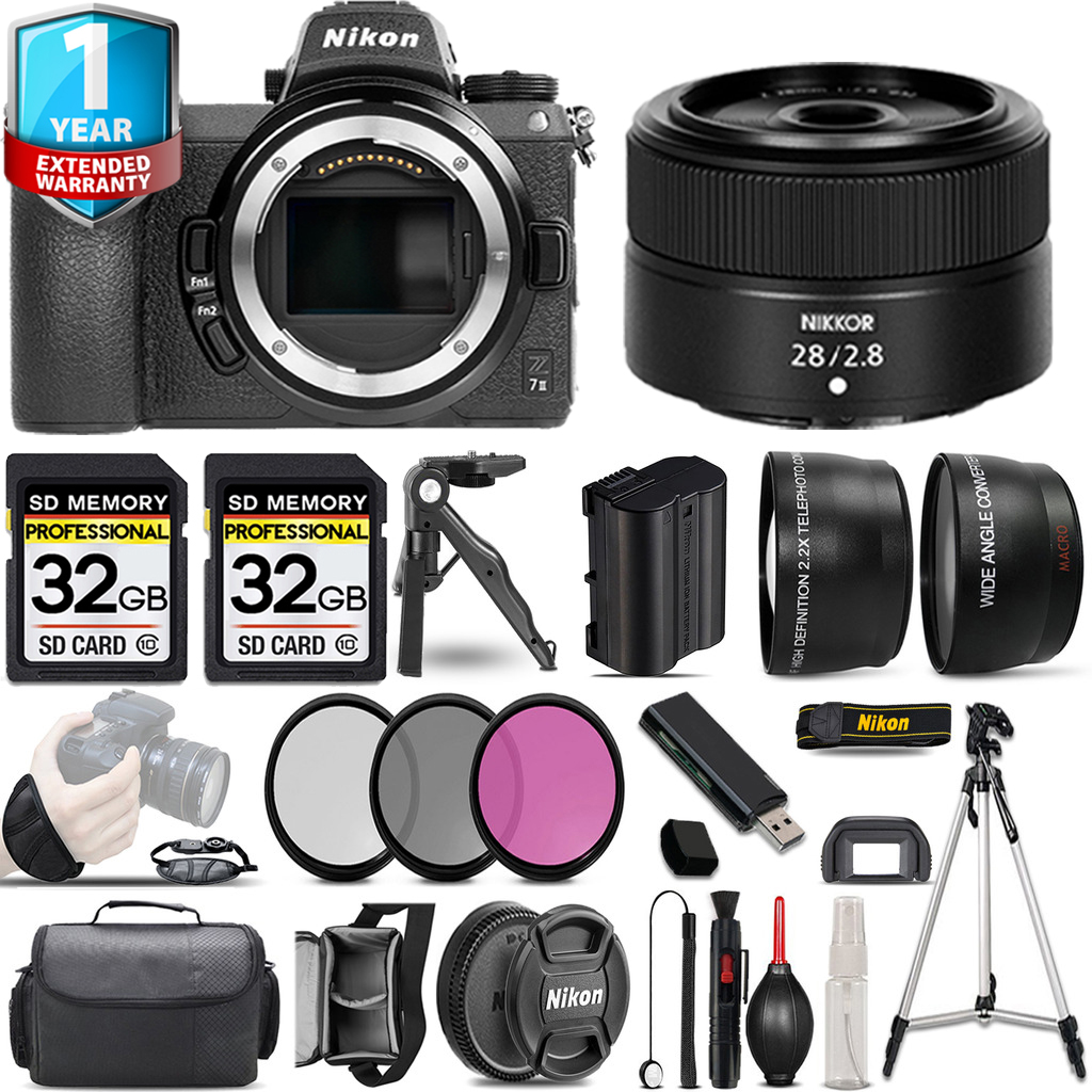 Z7 II Camera + 28mm f/2.8 Lens + 3 Piece Filter Set + 1 Year Extended Warranty - 64GB Kit *FREE SHIPPING*