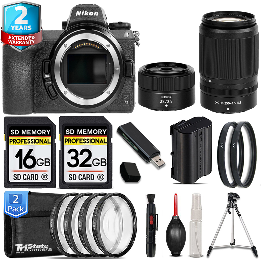 Z7 II Camera + 50-250mm f/4.5-6.3 Lens + 28mm f/2.8 Lens + 4 Piece Macro Set - 48GB *FREE SHIPPING*