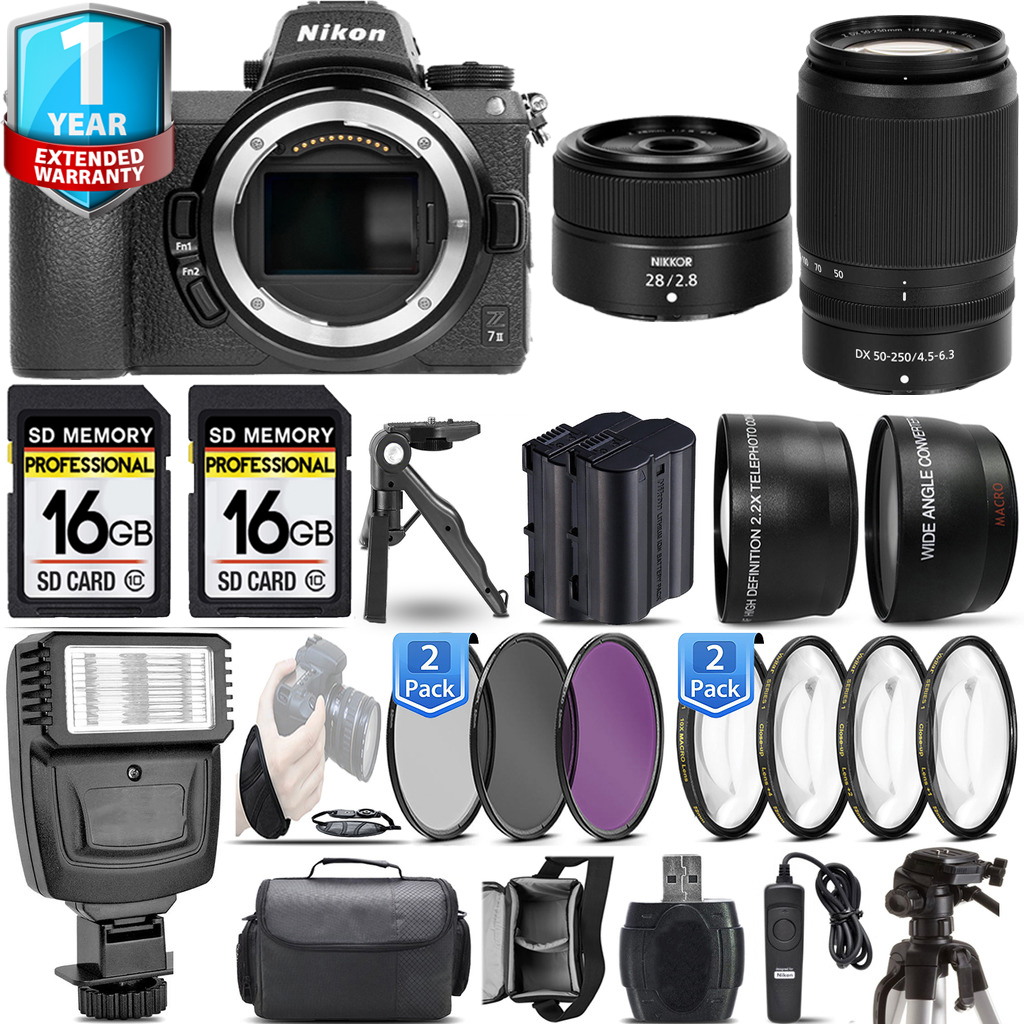 Z7 II Camera + 28mm f/2.8 Lens + 50-250mm + 1 Year Extended Warranty + 3 Piece Filter Set- Kit *FREE SHIPPING*