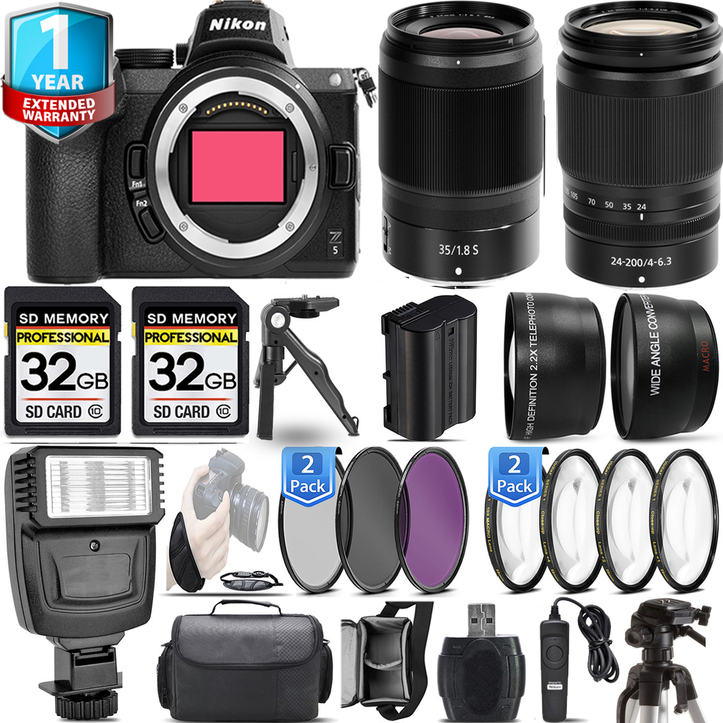 Z5 Camera + 24-200mm Lens + 35mm f/1.8 S Lens Lens + Flash + 1 Year Extended Warranty Kit *FREE SHIPPING*