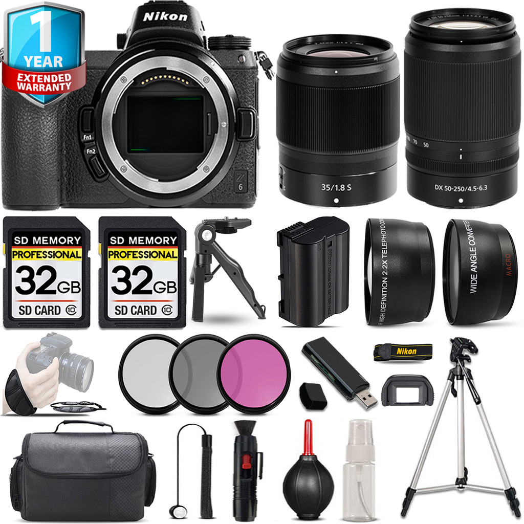 Z6 Camera + 50-250mm Lens + 35mm f/1.8 S Lens + 1 Year Extended Warranty + Handbag - Kit *FREE SHIPPING*