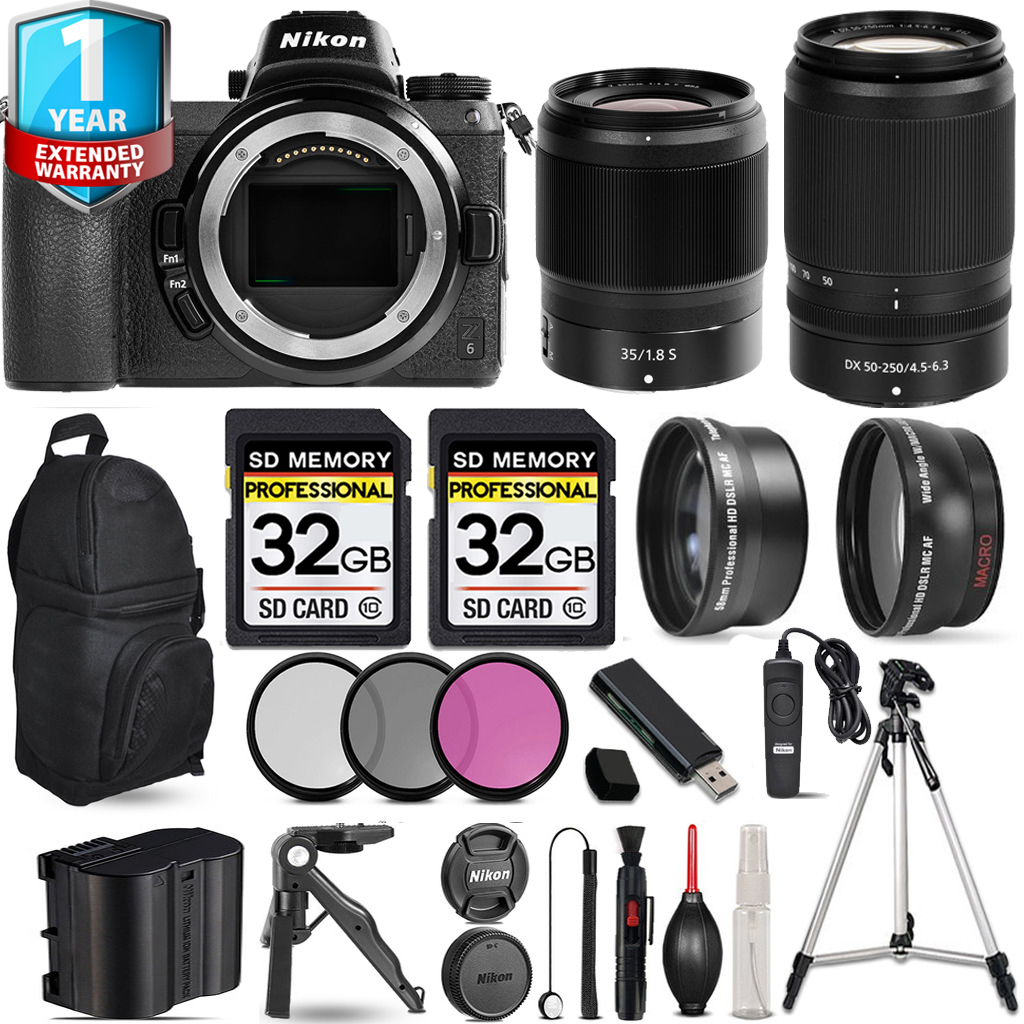 Z6 Camera + 50-250mm Lens + 35mm f/1.8 S Lens + Backpack + 1 Year Extended Warranty + 64GB *FREE SHIPPING*