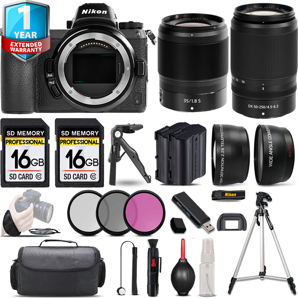 Z6 Camera + 50-250mm Lens + 35mm S Lens + 1 Year Extended Warranty + 32GB - Savings Kit *FREE SHIPPING*