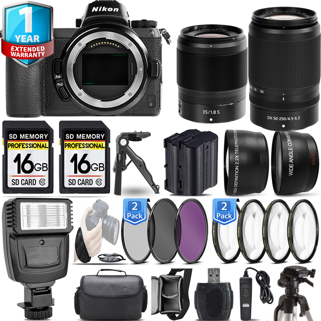 Z6 Camera + 35mm f/1.8 S Lens + 50-250mm + 1 Year Extended Warranty + 3 Piece Filter Set & More! *FREE SHIPPING*