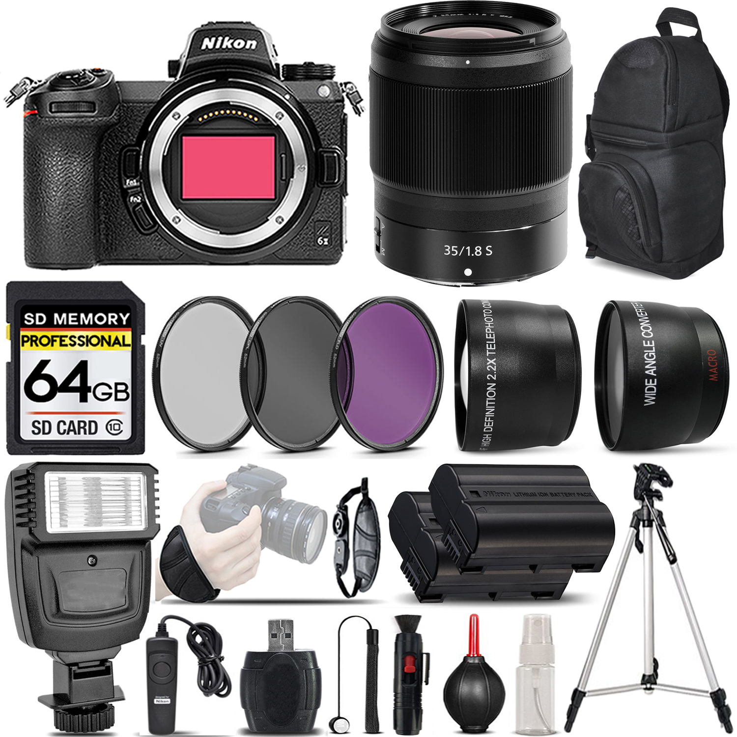Z6 II Digital Camera + 35mm f/1.8 S Lens + Flash - 64GB Basic Bundle *FREE SHIPPING*