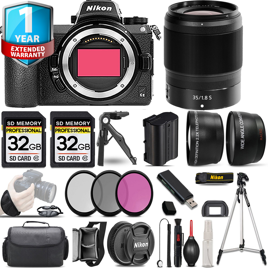 Z6 II Camera + 35mm f/1.8 S Lens + 3 Piece Filter Set + 1 Year Extended Warranty - 64GB Kit *FREE SHIPPING*