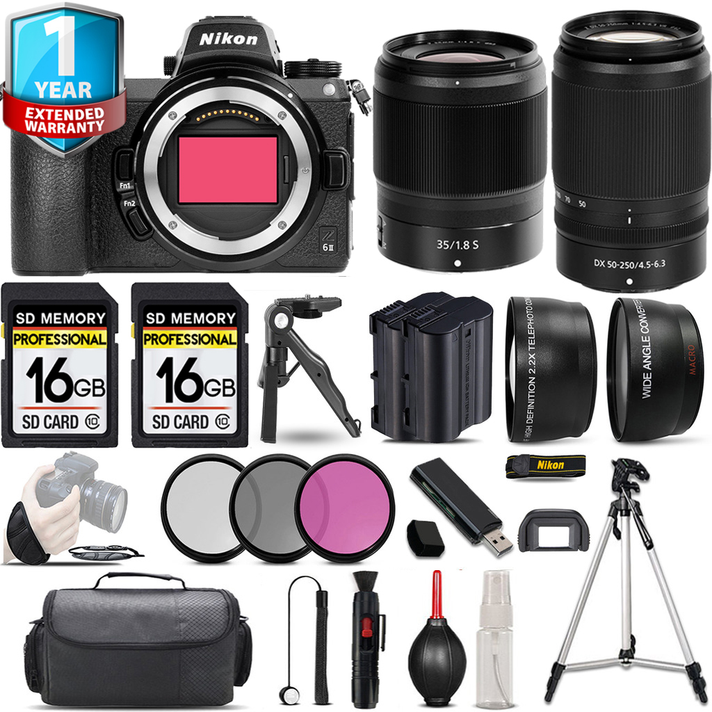 Z6 II Camera + 50-250mm Lens + 35mm S Lens + 1 Year Extended Warranty + 32GB - Savings Kit *FREE SHIPPING*