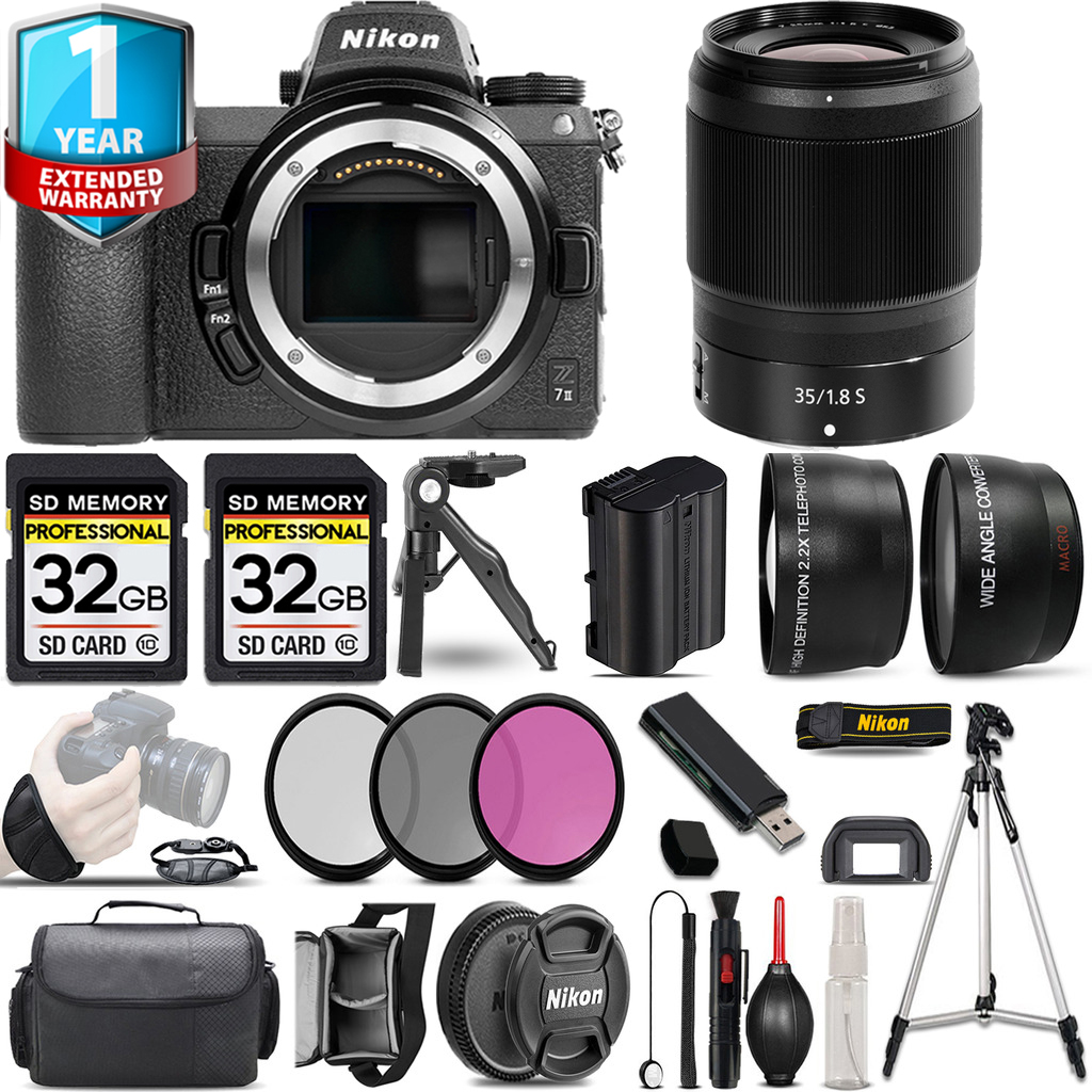Z7 II Camera + 35mm f/1.8 S Lens + 3 Piece Filter Set + 1 Year Extended Warranty - 64GB Kit *FREE SHIPPING*