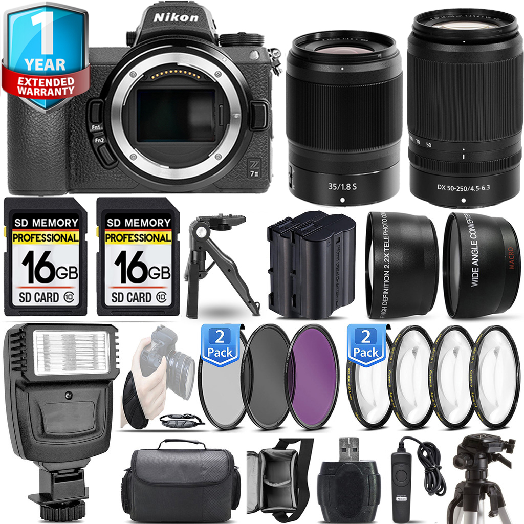 Z7 II Camera + 35mm f/1.8 S Lens + 50-250mm + 1 Year Extended Warranty + 3 Piece Filter Set- Kit *FREE SHIPPING*