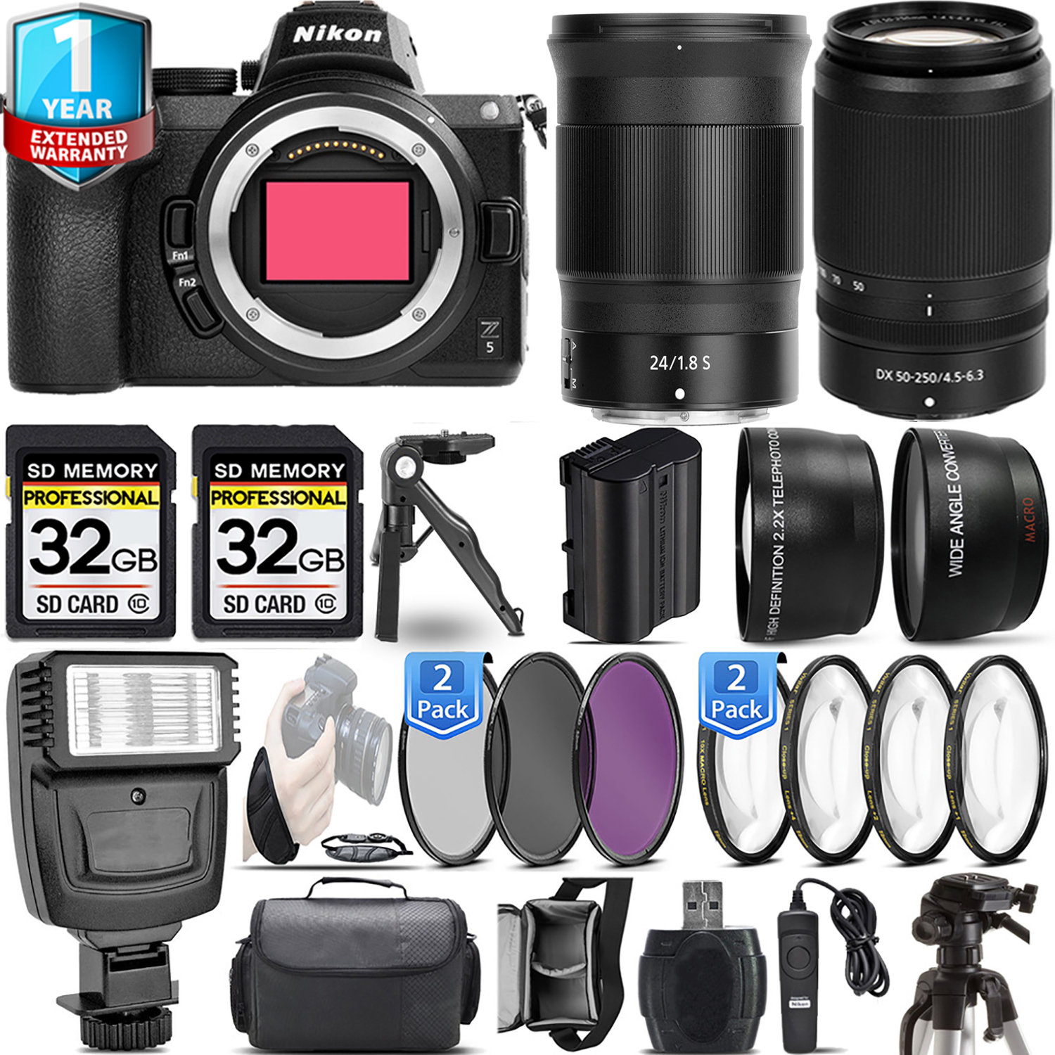 Z5 Camera + 50-250mm + 24mm f/1.8 S Lens + 1 Year Extended Warranty + 64GB Basic Kit *FREE SHIPPING*