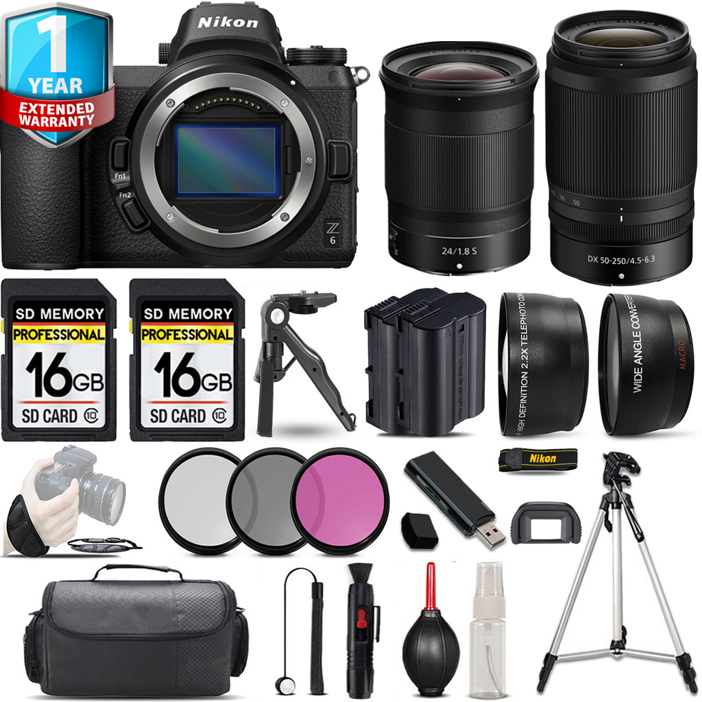 Z6 Camera + 50-250mm Lens + 24mm S Lens + 1 Year Extended Warranty + 32GB - Savings Kit *FREE SHIPPING*