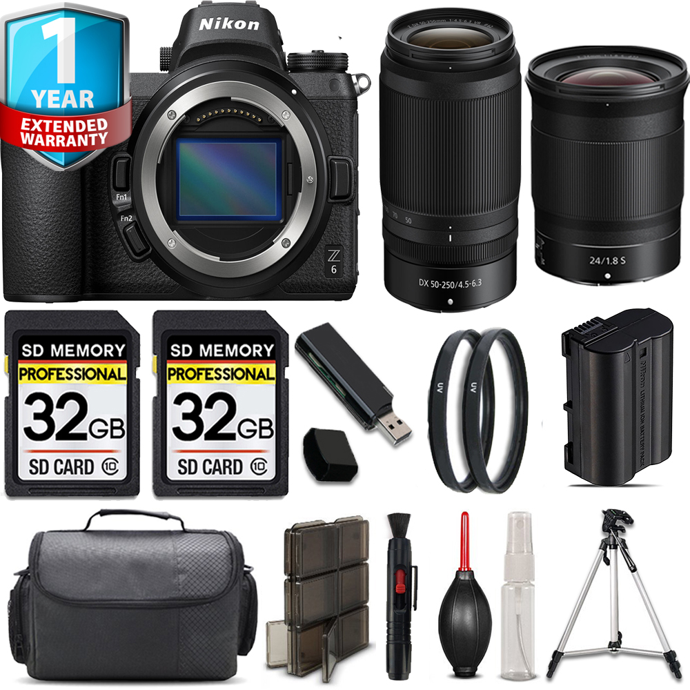 Z6 Camera + 50-250mm Lens + 24mm S Lens + 64GB Kit + Tripod + 1 Year Extended Warranty *FREE SHIPPING*