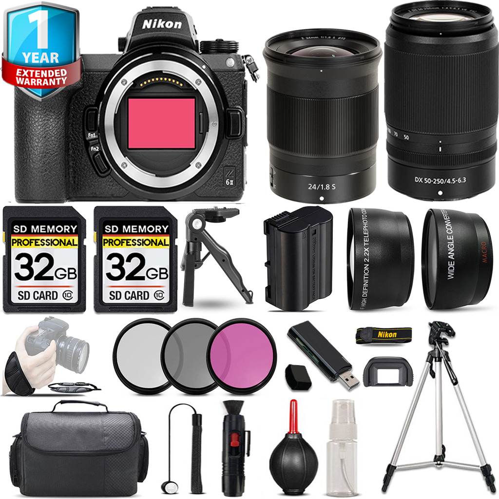 Z6 II Camera + 50-250mm Lens + 24mm S Lens + 1 Year Extended Warranty + Handbag - Kit *FREE SHIPPING*