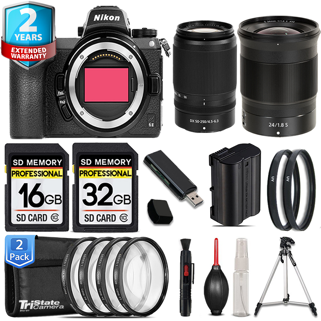 Z6 II Camera + 50-250mm f/4.5-6.3 Lens + 24mm f/1.8 S Lens + 4 Piece Macro Set + 48GB *FREE SHIPPING*