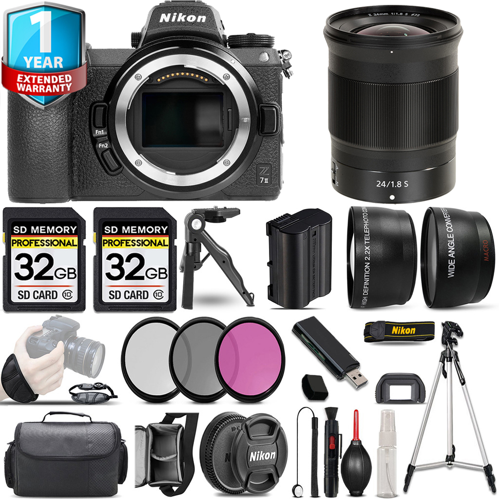 Z7 II Camera + 24mm f/1.8 S Lens + 3 Piece Filter Set + 1 Year Extended Warranty - 64GB Kit *FREE SHIPPING*