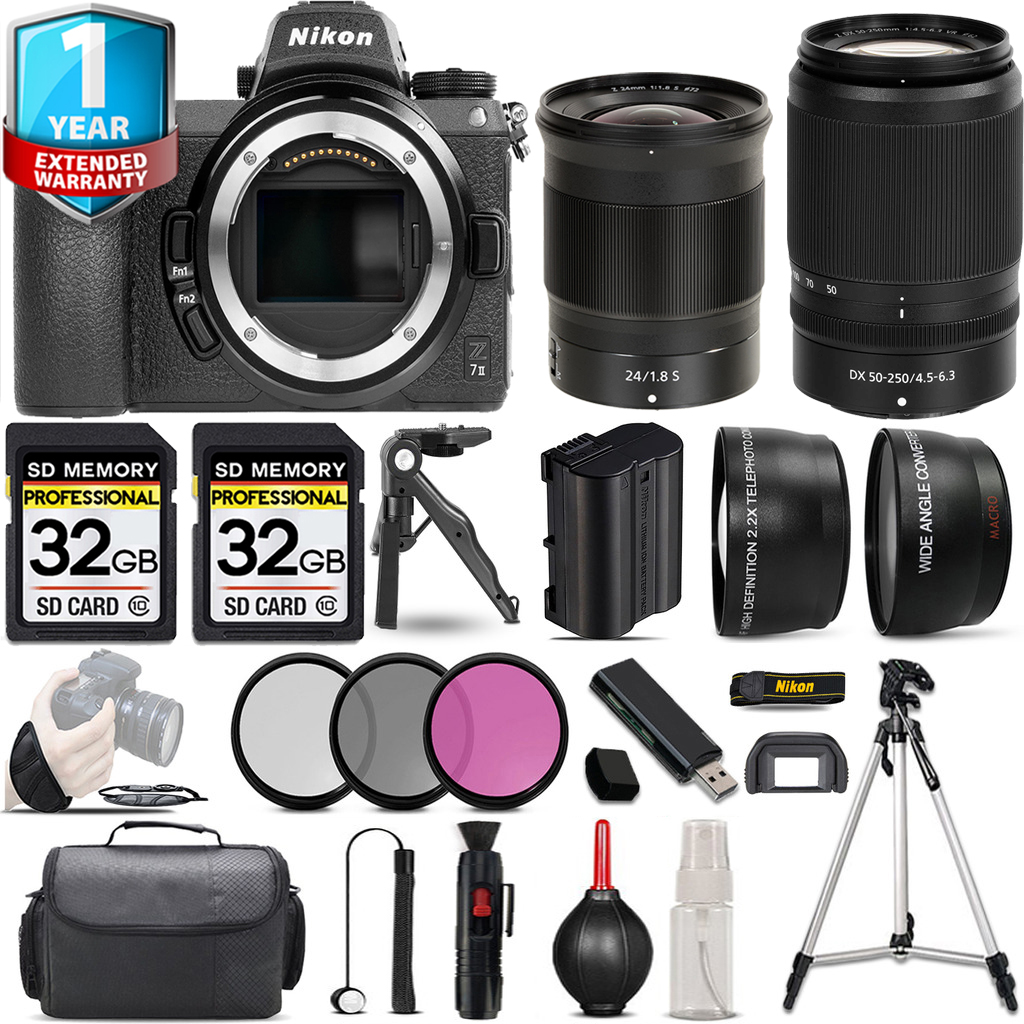Z7 II Camera + 50-250mm Lens + 24mm S Lens + 1 Year Extended Warranty + Handbag - Kit *FREE SHIPPING*