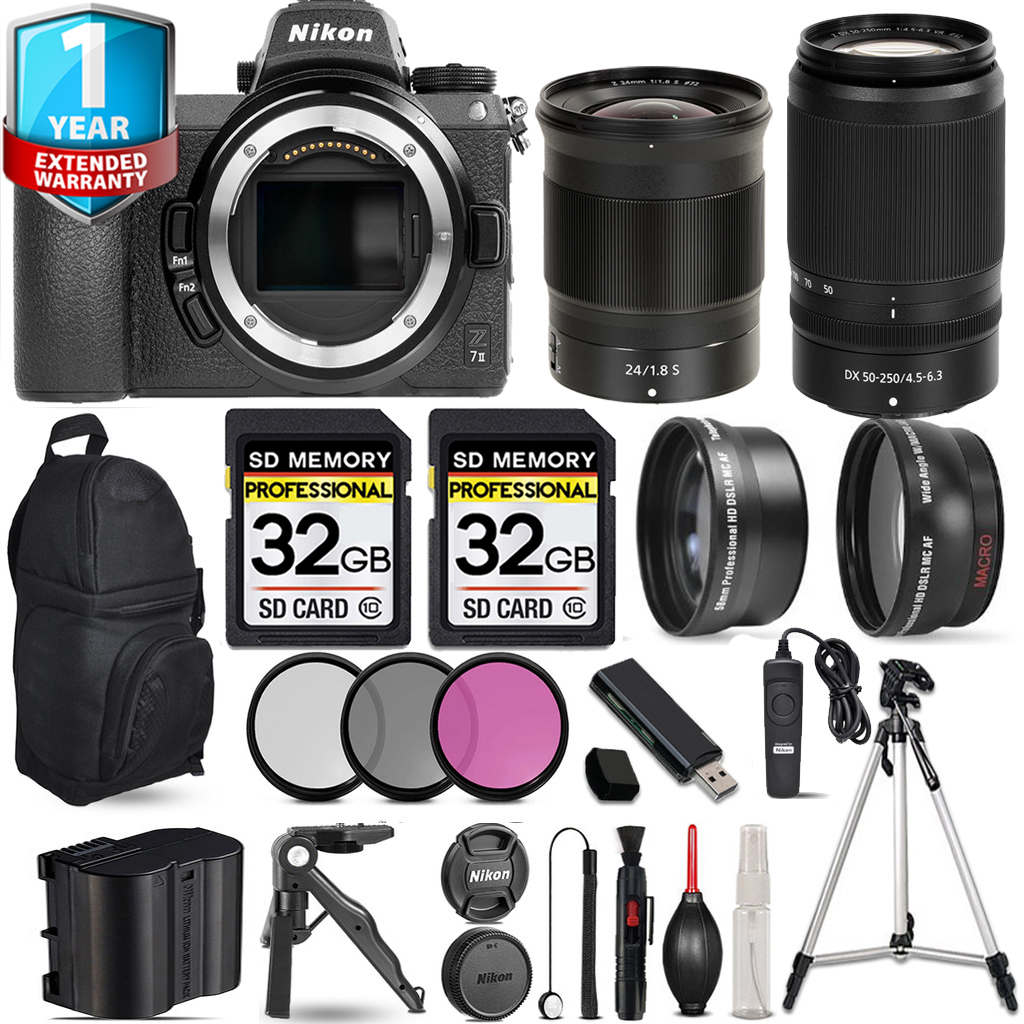 Z7 II Camera + 50-250mm Lens + 24mm S Lens + Backpack + 1 Year Extended Warranty + 64GB *FREE SHIPPING*