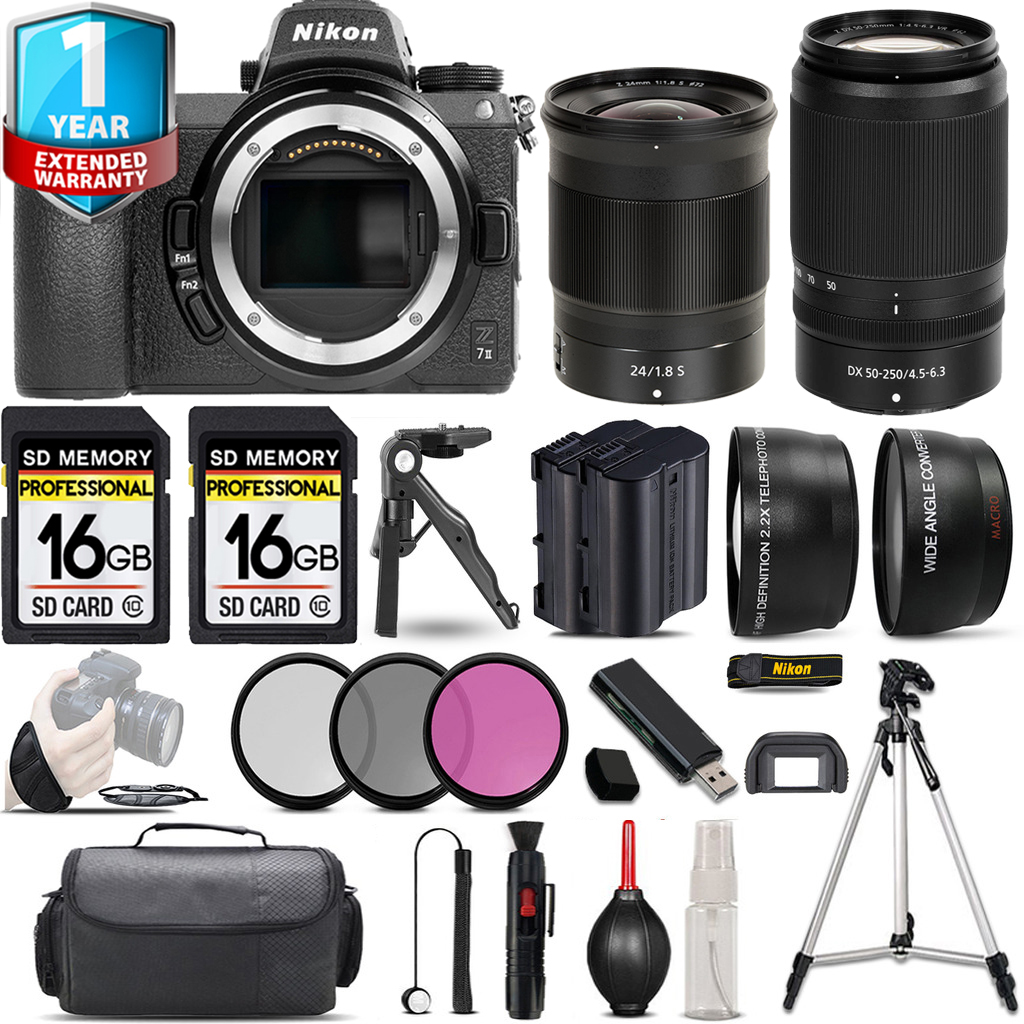 Z7 II Camera + 50-250mm Lens + 24mm S Lens + 1 Year Extended Warranty + 32GB - Savings Kit *FREE SHIPPING*