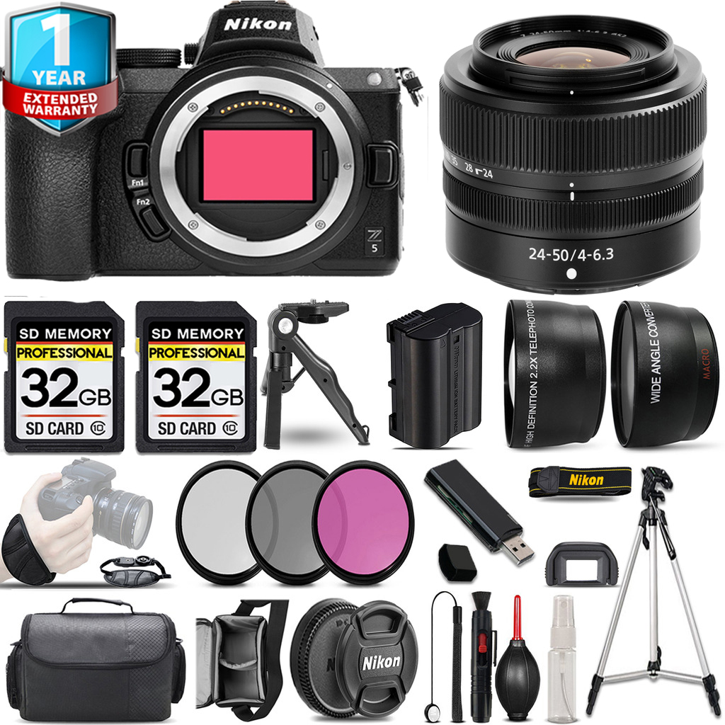 Z5 Mirrorless Camera + 24-50mm Lens + 3 Piece Filter Set + 1 Year Extended Warranty - 64GB Kit *FREE SHIPPING*