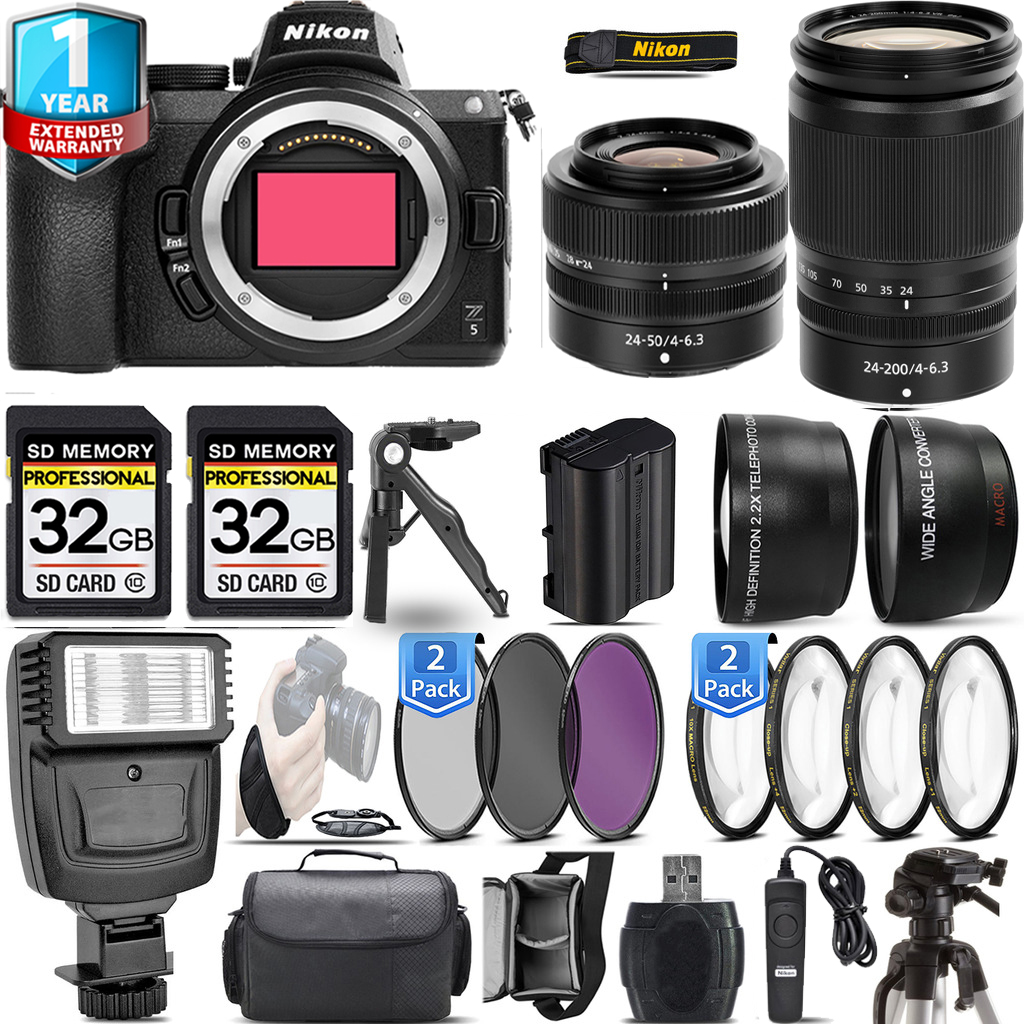 Z5 Camera + 24-200mm Lens + 24-50mm Lens + Flash + 1 Year Extended Warranty Kit *FREE SHIPPING*