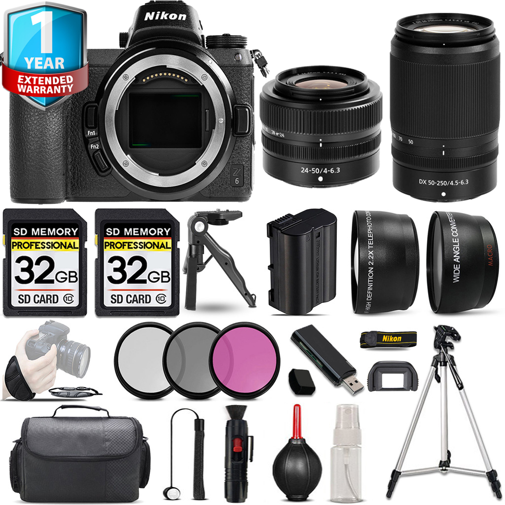 Z6 Camera + 50-250mm Lens + 24-50mm Lens + 1 Year Extended Warranty + Handbag - Kit *FREE SHIPPING*