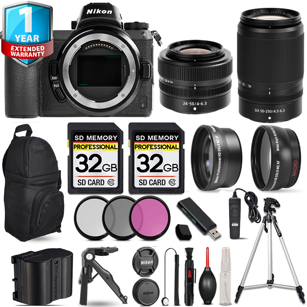 Z6  Camera + 50-250mm Lens + 24-50mm Lens + Backpack + 1 Year Extended Warranty + 64GB *FREE SHIPPING*