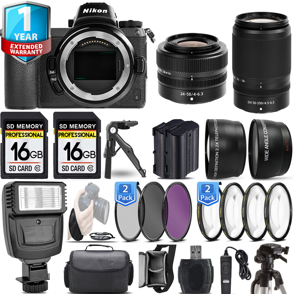 Z6 Mirrorless Camera + 50-250mm Lens + 24-50mm Lens + 32GB + 1 Year Extended Warranty *FREE SHIPPING*