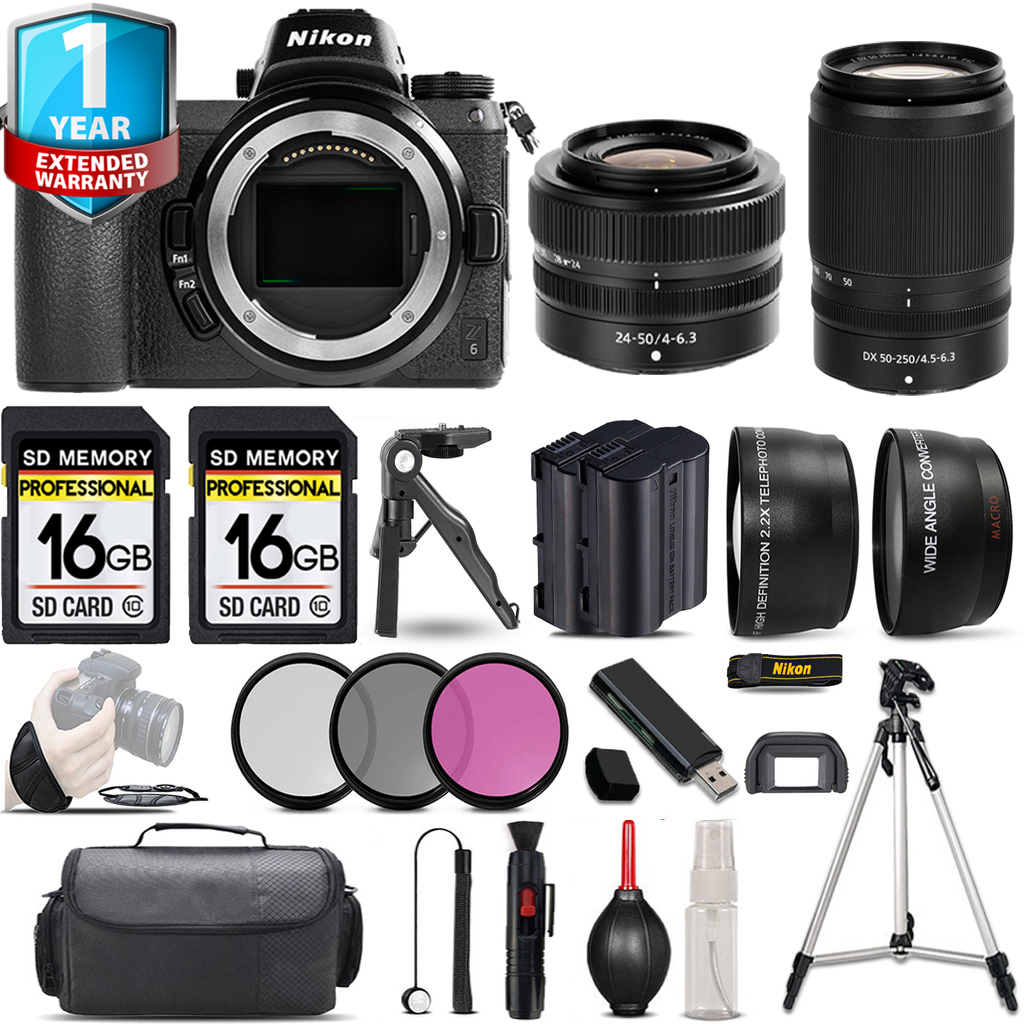 Z6 Camera + 50-250mm Lens + 24-50mm Lens + 1 Year Extended Warranty + 32GB - Savings Kit *FREE SHIPPING*