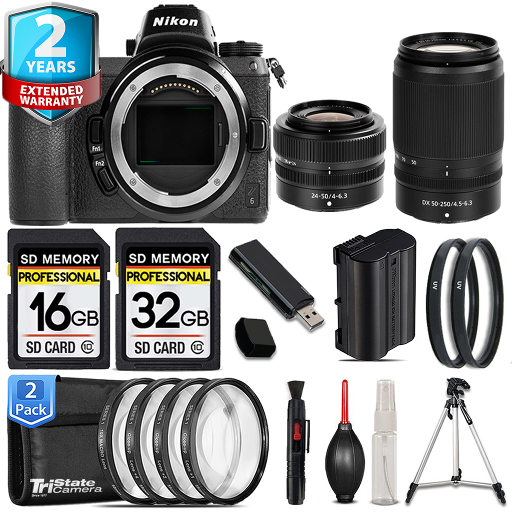 Z6 Mirrorless Camera + 50-250mm Lens + 24-50mm Lens + 4 Piece Macro Set - 48GB Kit *FREE SHIPPING*