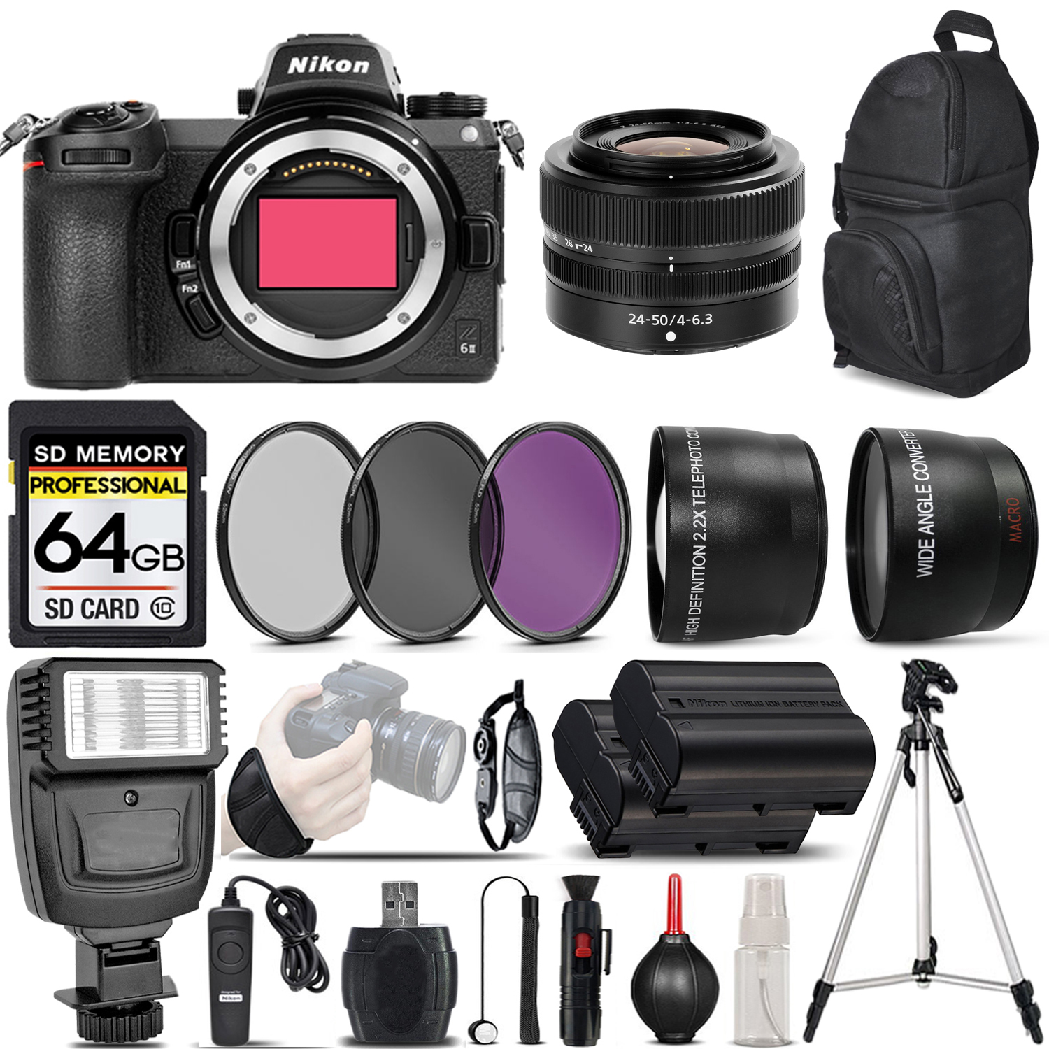 Z6 II Mirrorless Digital Camera + 24-50mm + Flash - 64GB Basic Bundle *FREE SHIPPING*