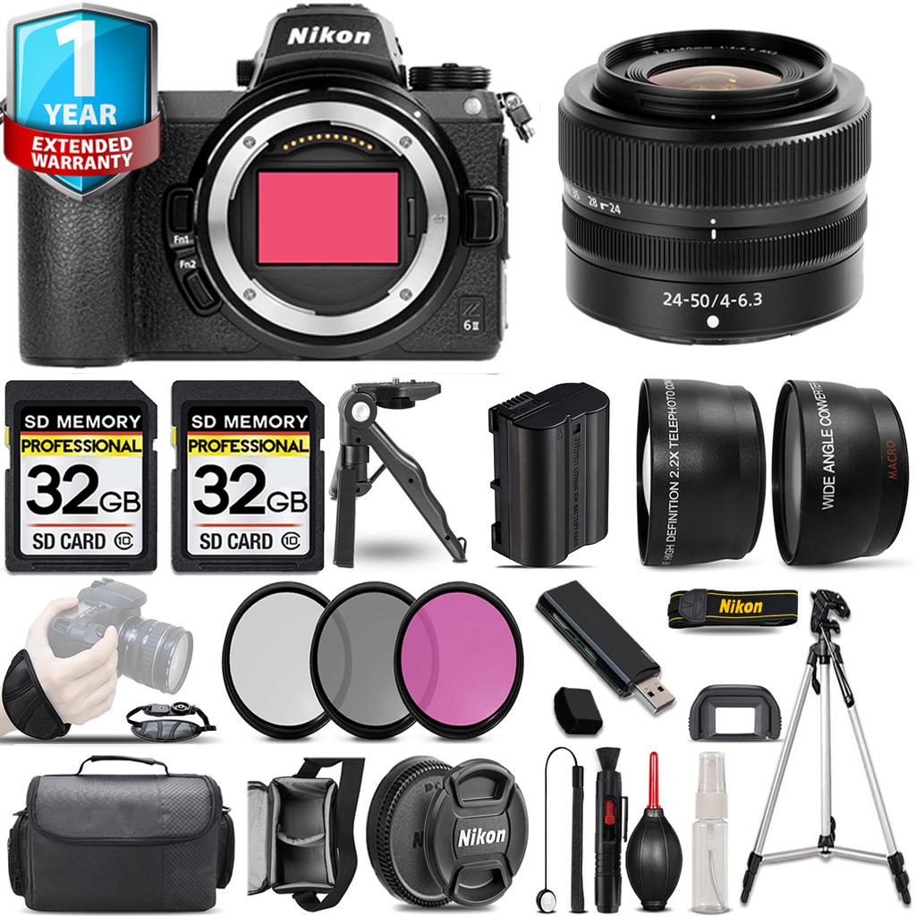 Z6 II Mirrorless Camera + 24-50mm Lens + 3 Piece Filter Set + 1 Year Extended Warranty - 64GB Kit *FREE SHIPPING*