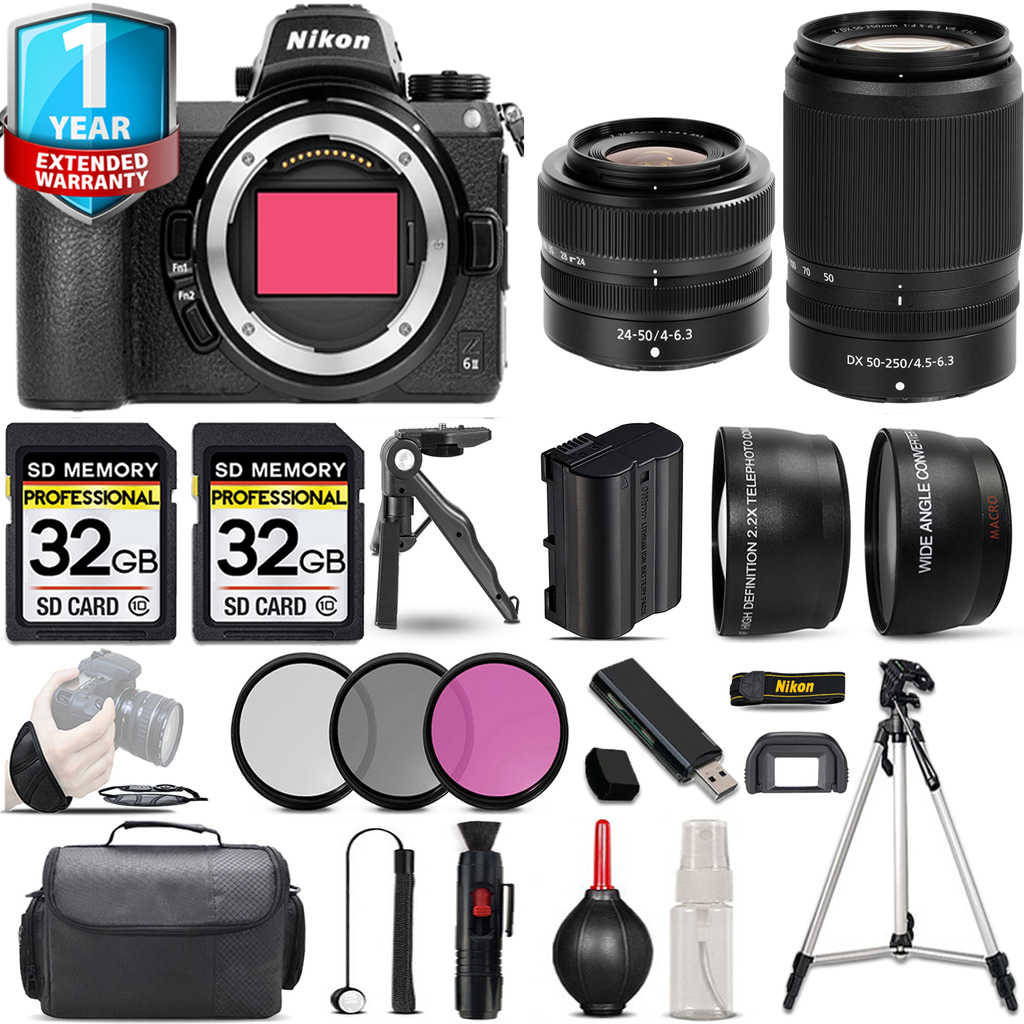 Z6 II Camera + 50-250mm Lens + 24-50mm Lens + 1 Year Extended Warranty + Handbag - Kit *FREE SHIPPING*
