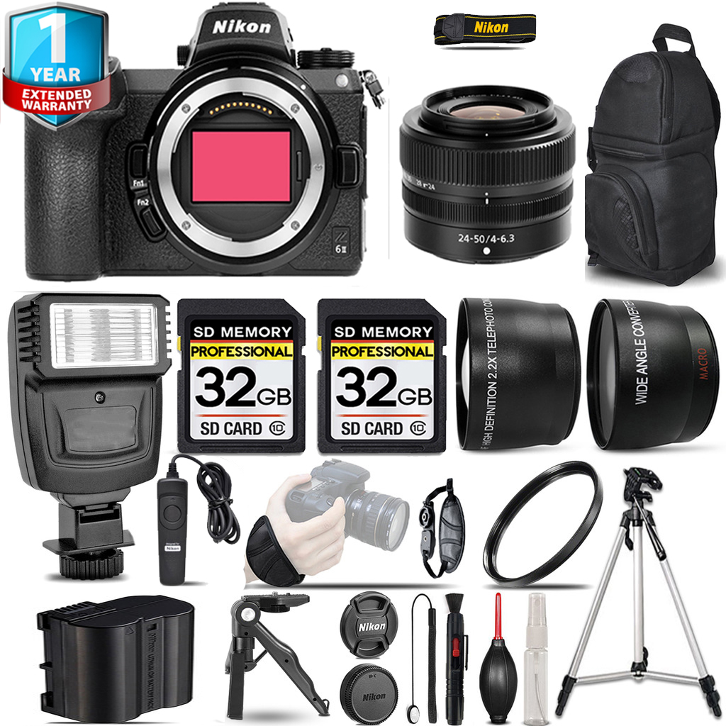 Z6 II Mirrorless Camera + 24-50mm Lens + Flash + 1 Year Extended Warranty + 64GB & More! *FREE SHIPPING*