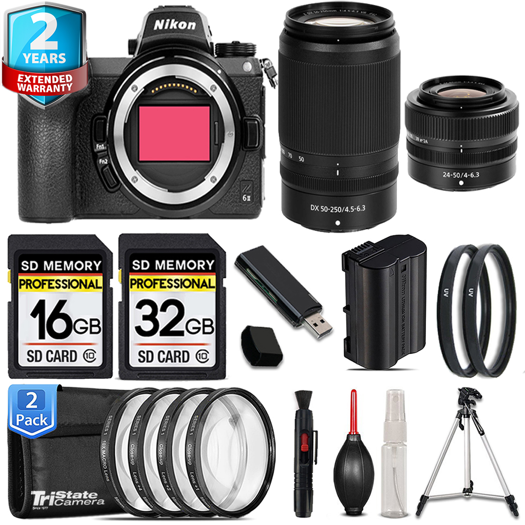 Z6 II Mirrorless Camera + 50-250mm Lens + 24-50mm Lens + 4 Piece Macro Set - 48GB Kit *FREE SHIPPING*
