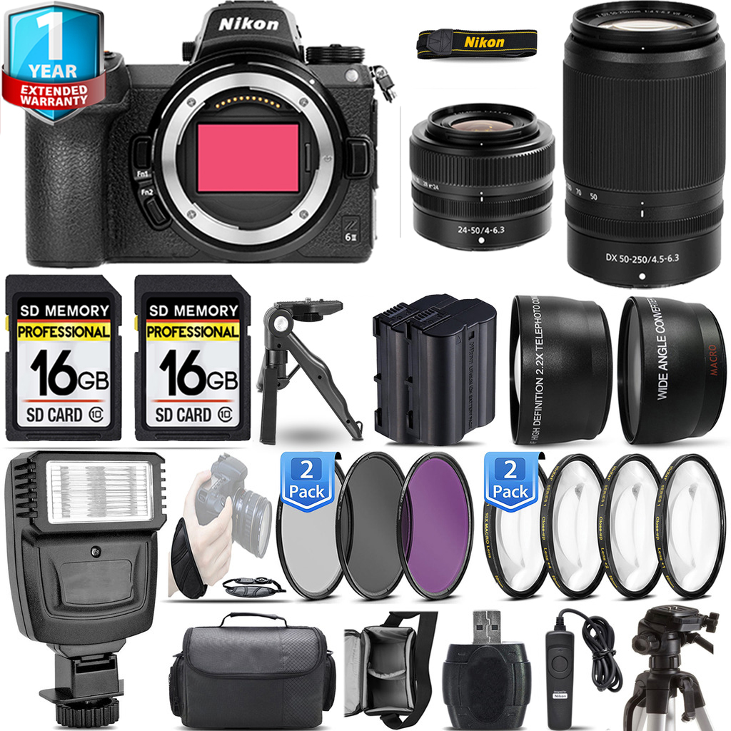 Z6 II  Camera + 24-50mm Lens + 50-250mm + 1 Year Extended Warranty + 3 Piece Filter Set & More! *FREE SHIPPING*