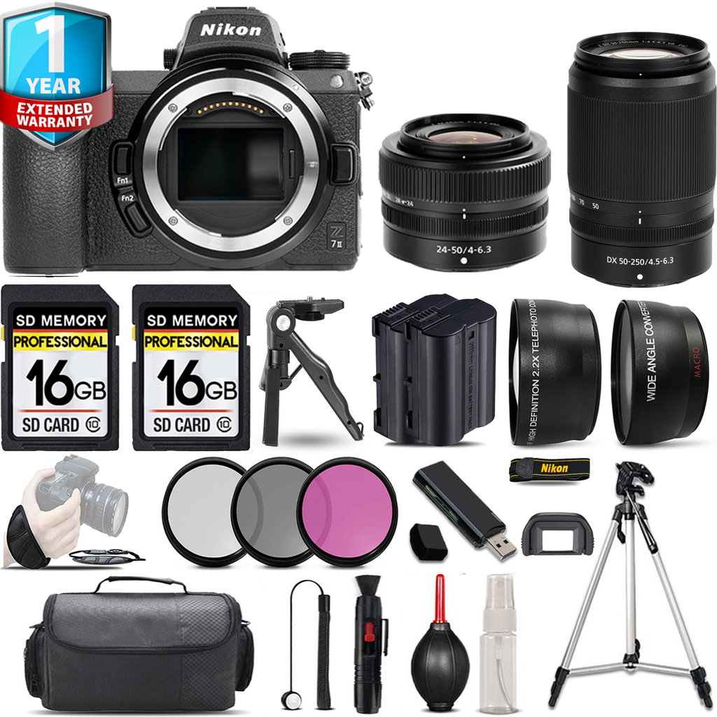 Z7 II Camera + 50-250mm Lens + 24-50mm Lens + 1 Year Extended Warranty + 32GB - Savings Kit *FREE SHIPPING*