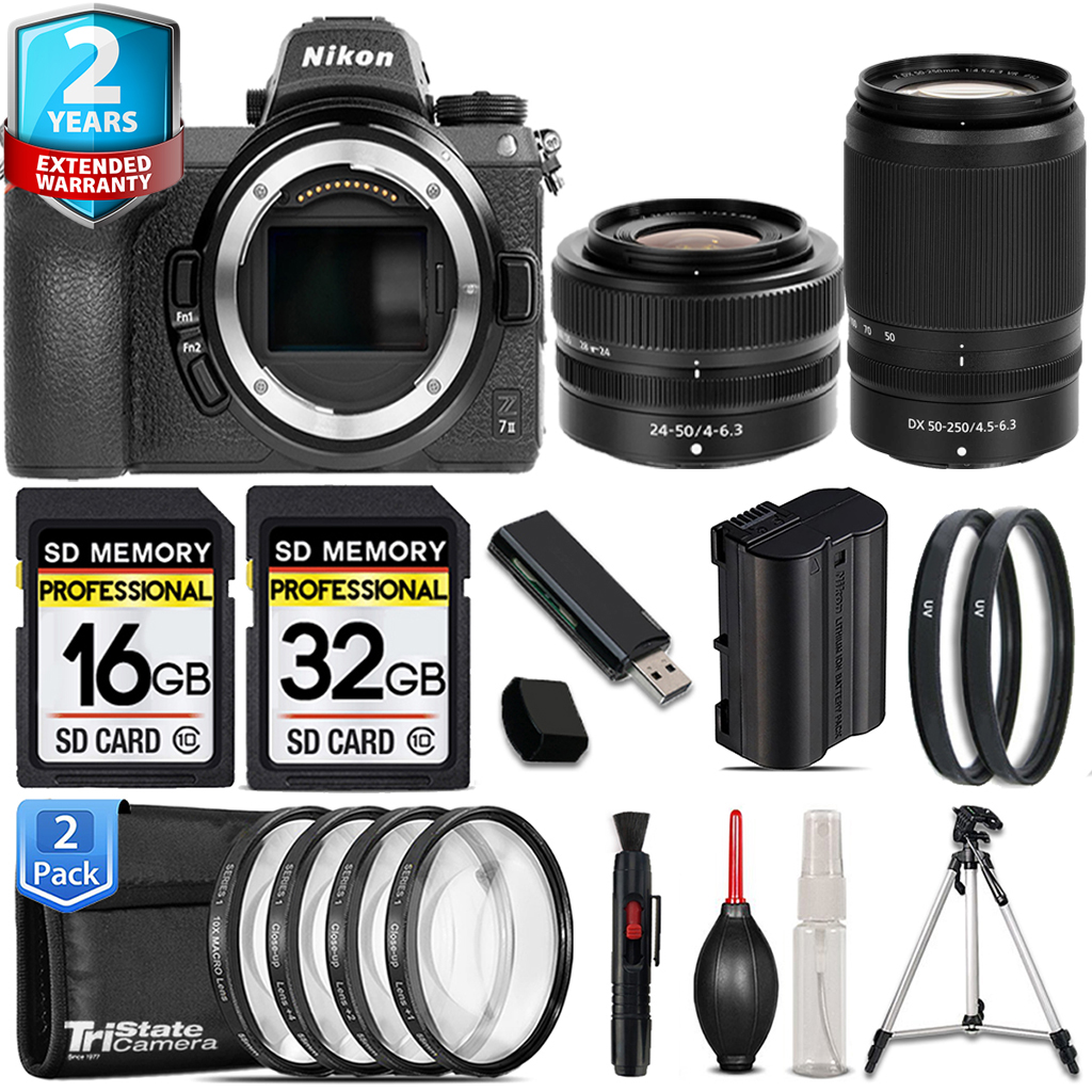 Z7 II Mirrorless Camera + 50-250mm Lens + 24-50mm Lens + 4 Piece Macro Set - 48GB Kit *FREE SHIPPING*