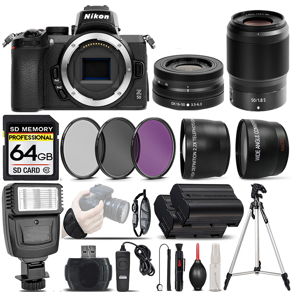 Z50 Mirrorless Digital Camera + 50mm Lens + 3 Piece Filter Set - 64GB Bundle *FREE SHIPPING*