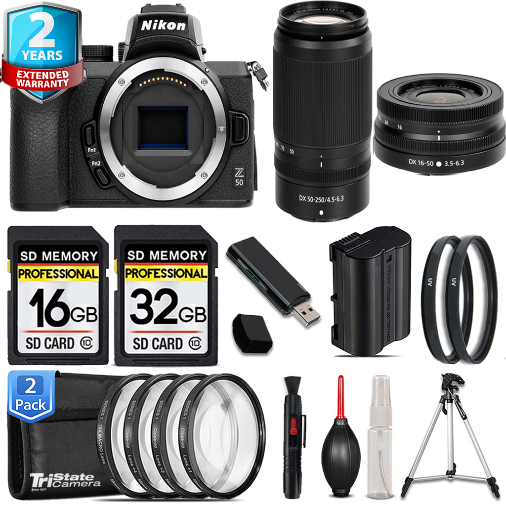 Z50 Mirrorless Camera + 50-250mm Lens + 16-50mm Lens + 4 Piece Macro Set - 48GB Kit *FREE SHIPPING*