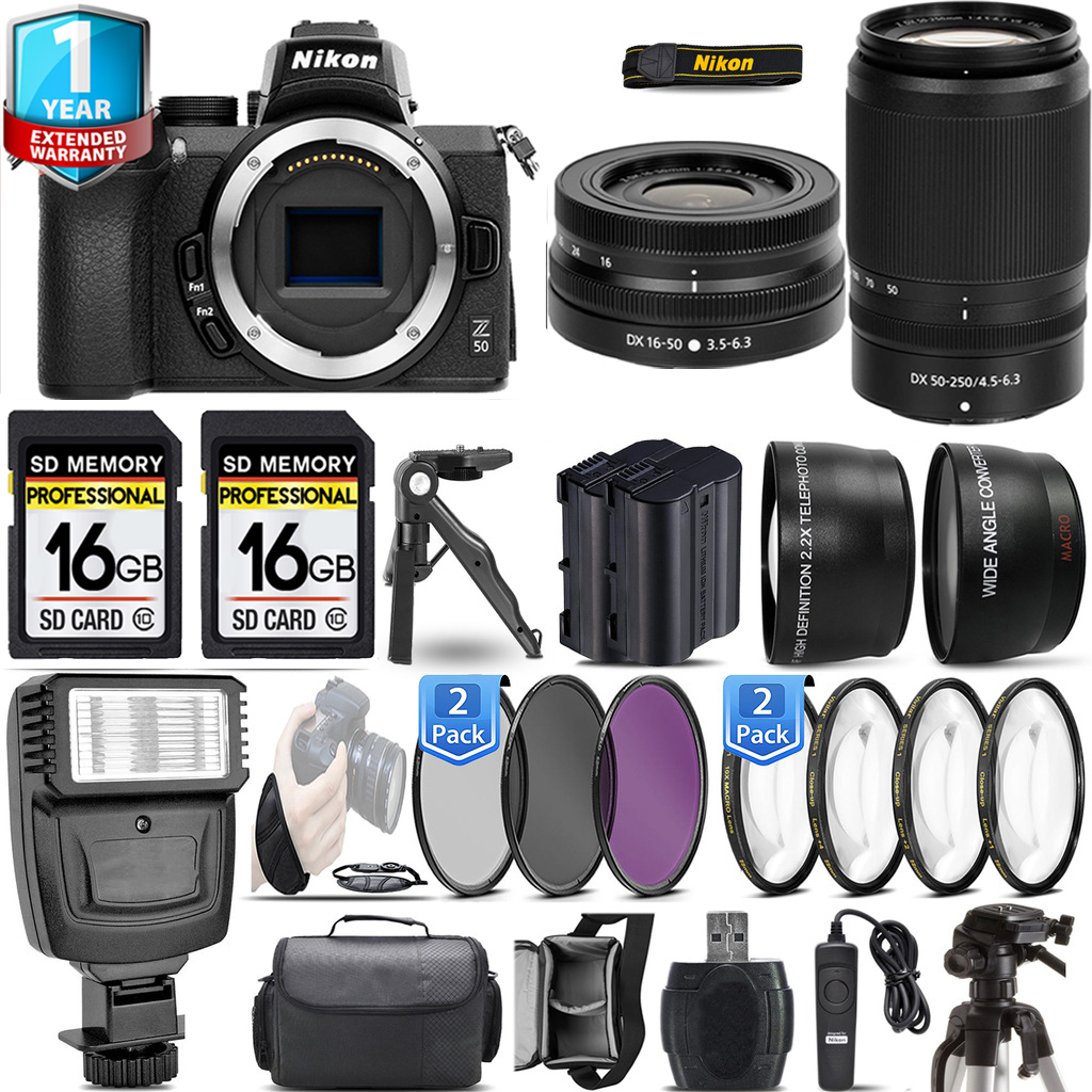 Z50 Camera + 16-50mm Lens + 50-250mm + 1 Year Extended Warranty + 3 Piece Filter Set & More! *FREE SHIPPING*