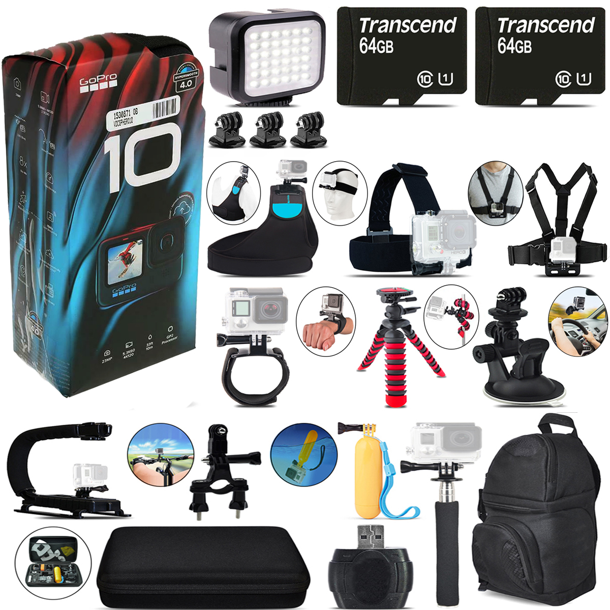 GoPro HERO10 Black 4K Ultra HD Action Camera CHDHX-501 Mega Loaded Bundle Kit *FREE SHIPPING*