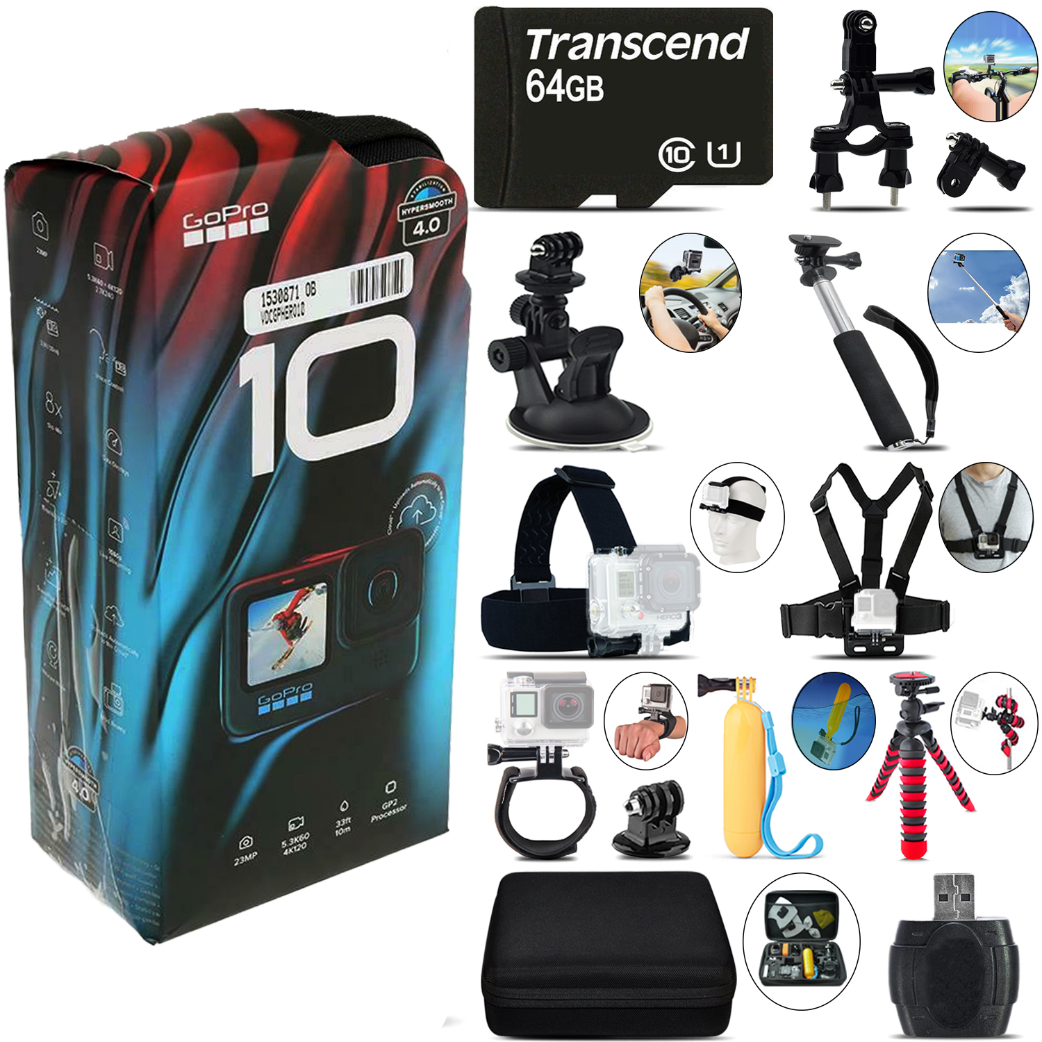 GoPro HERO10 Black 4K30 Ultra HD, 23MP, Wi-Fi Waterproof Action Camera - 64GB Kit *FREE SHIPPING*